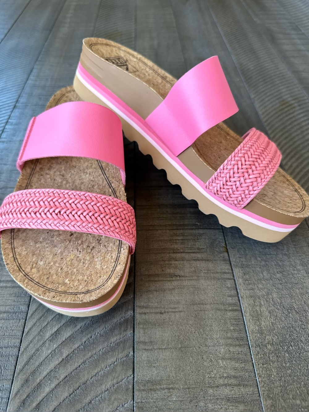 Reef Cushion Vista Hi Pink Platform Arch Support Slide Sandals Women's Size 8 - Picture 4 of 16